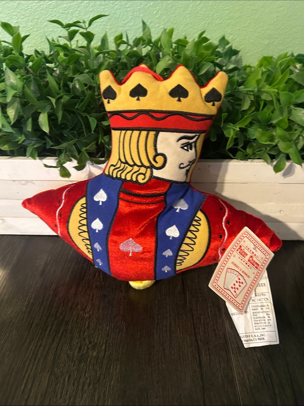 Plush King Playing Card Decorative Pillow - Red, Blue, Yellow 2005 Kelly Toy NWT